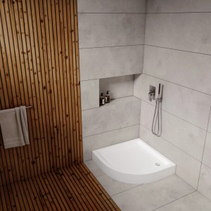 Brodzik półokrągły Schedpol Billig 90x90x16 cm biały gładki ryflowane dno