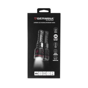Germina Latarka LED akumulatorowa HORN 5500K+RGB 1000lm IP44 ZOOM+powerbank