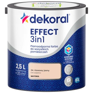 Dekoral Effect 3w1 farba do ścian, odcień Kawowy jasny (34), puszka 2,5L. Matowa, odporna na szorowanie farba do wnętrz.