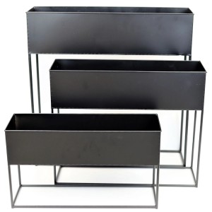 Kwietnik Prostkokąt metalowy czarny - 75x20x75 cm
