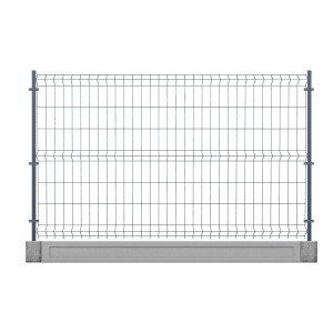 Szary panel ogrodzeniowy t.b.t. z betonową podstawą do ogrodu.