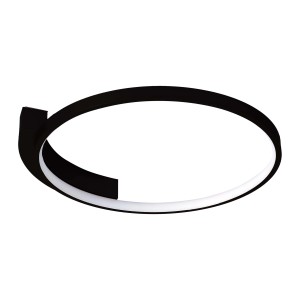 Nowoczesny plafon LED t.b.t. w kształcie pierścienia, czarny. Elegancka lampa sufitowa do stylowego oświetlenia.