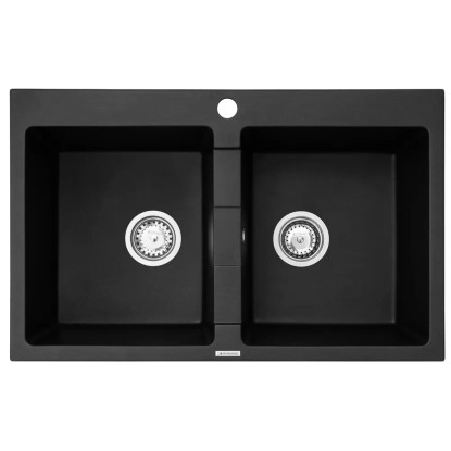 Pyramis Zlewozmywak Poros 2-kom. karbon 78x50 cm