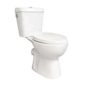 Białe, kompaktowe WC t.b.t. ze spłuczką, widok z boku.