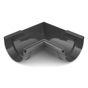 t.b.t. Plastikowy narożnik rynny dachowej, zbliżenie.