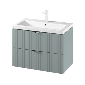 t.b.t. Szafka pod umywalkę z umywalką i dwiema szufladami w kolorze szarym.