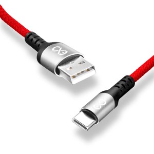 Czerwony kabel USB t.b.t. (USB-A do USB-C) do akcesoriów do telefonów komórkowych.