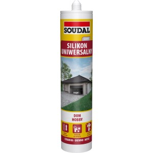 Karton Soudal Universal silikon, szary, do użytku wewnątrz i na zewnątrz.