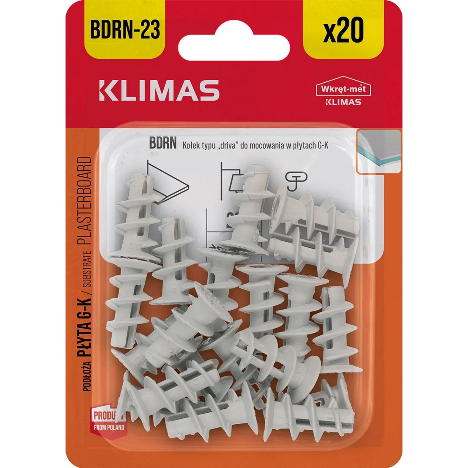 Wkręt-met Kołek tworzywowy typu driva 8 mm x 23 mm