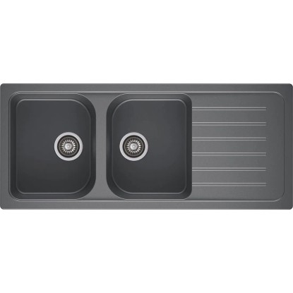 Zlewozmywak A-Point 2 2-kom. z ociekaczem, szary 116x50 cm