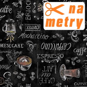 Obrus d-c-fix Ristretto Czarny z motywem kawy, na metry, szerokość 140 cm.