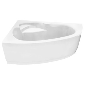 Biała akrylowa wanna narożna, nowoczesny kształt.