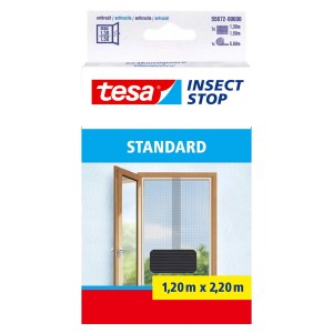 Tesa Siatka na owady do drzwi antracytowa, 120x220cm z rzepem dla łatwego montażu.