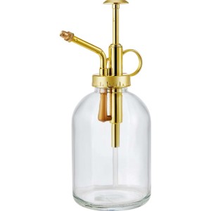 t.b.t. Szklany spryskiwacz do kwiatów ze złotymi akcentami.