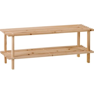 Drewniany regał na buty OBI HSR-6 z 2 półkami z drewna sosnowego, idealny do przedpokoju i piwnicy.