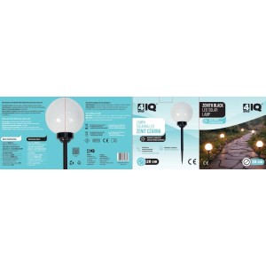 4iQ Zestaw 2 lamp solarnych LED ZENIT czarnych śr. 20 cm