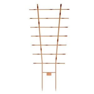 Zestaw 2 beżowych kratek na kwiaty (77 cm) imitujących bambus do roślin pnących w doniczkach.