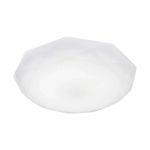 Biały plafon LED t.b.t. o geometrycznym wzorze.