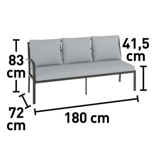 Szara ławka ogrodowa z kategorii zestawy mebli ogrodowych z wymiarami.