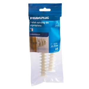 RAWLPLUG Kołki spiralne do styropianu, 4 sztuki, do mocowania w materiałach izolacyjnych.