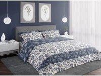 Pościel satynowa PURE SATEEN 220 x 200 cm niebieskie kwiatki