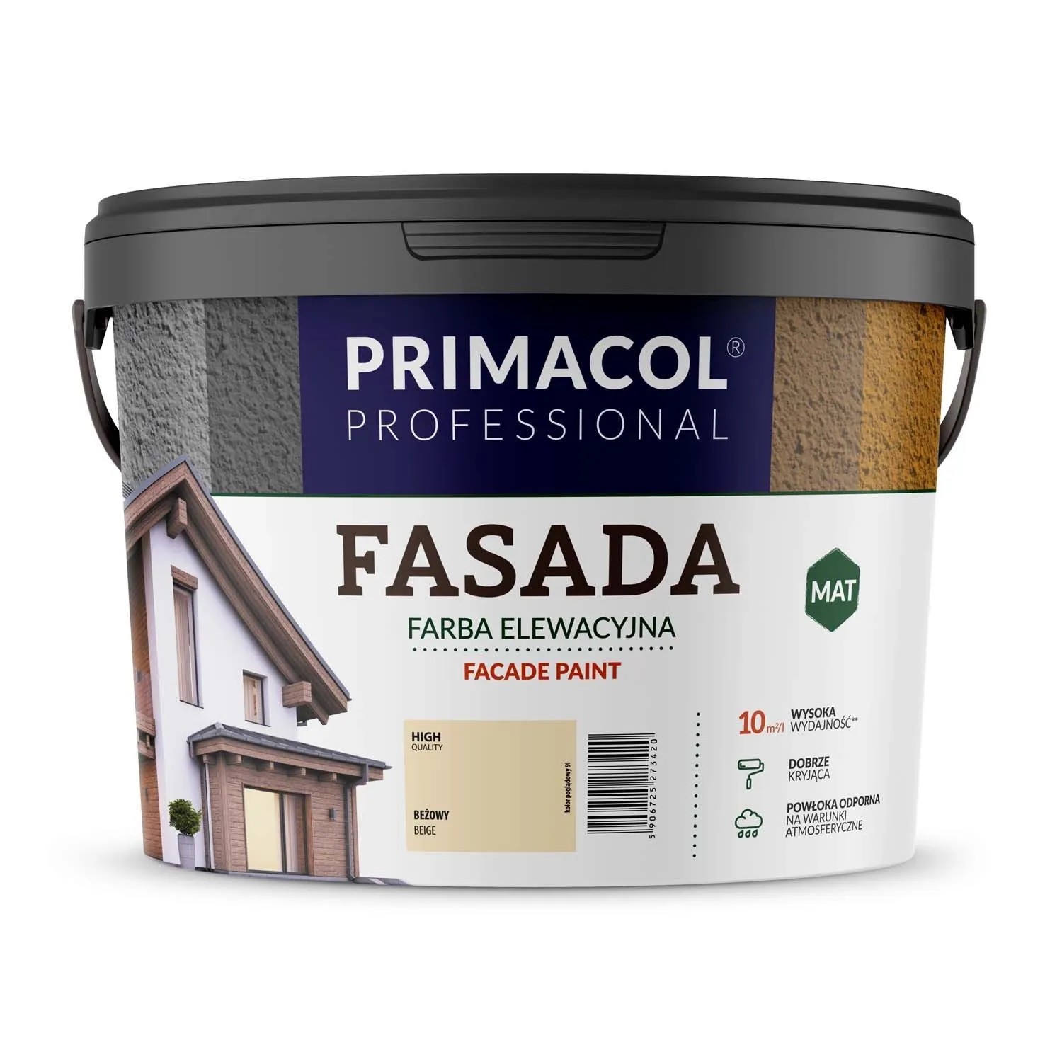 Farba elewacyjna Primacol Fasada Eco 9 l beżowa