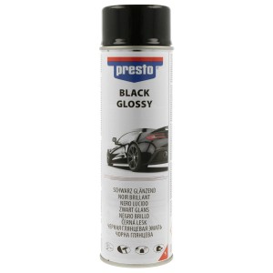 Presto Czarny lakier w sprayu, połysk, puszka 500 ml do napraw lakierniczych i karoserii.
