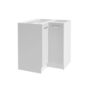 Biała szafka narożna dolna do zabudowy kuchennej, część zestawu mebli kuchennych.