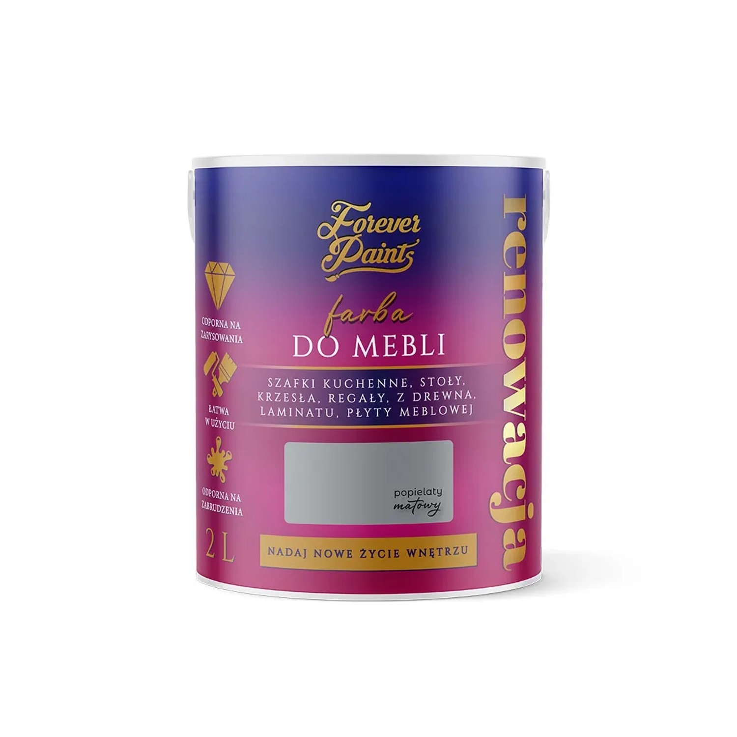 Farba Forever Paints do mebli popielata 2L