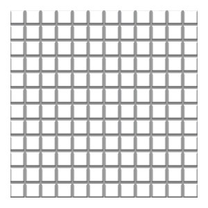 Kwadratowa, biała mozaika t.b.t. z szarą fugą.
