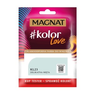 Próbka koloru Magnat #kolor Love KL23 Delikatna Mięta (delikatna mięta) do farb ściennych.