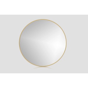 Okrągłe lustro w złotej ramie.