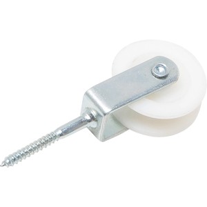 Akcesoria t.b.t.: Biała rolka ze śrubą i metalowym uchwytem.