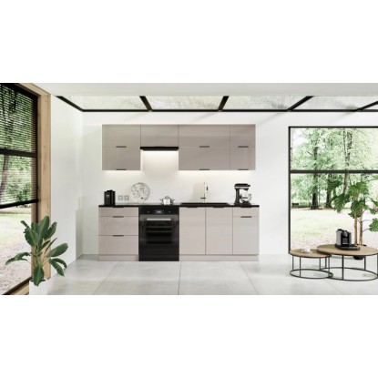 Black and White Style Zestaw mebli kuchennych VICKY Kaszmir 240 cm 7 el.