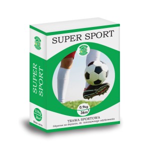 Opakowanie nasion trawy Super Sport do wytrzymałego trawnika sportowego.