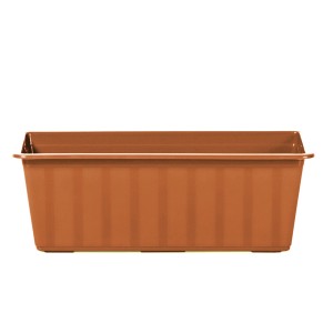 Brązowa skrzynka na kwiaty t.b.t. na balkon i do ogrodu.