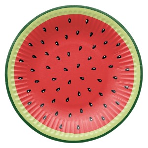Talerz t.b.t. w kształcie arbuza do kempingu i na piknik.