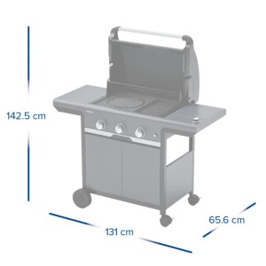 Zdjęcie grilla gazowego t.b.t. z wymiarami.