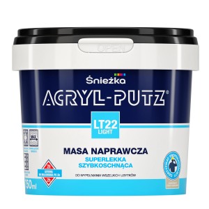 Wiadro gładzi szpachlowej Śnieżka Acryl-Putz, do napraw ścian i sufitów.