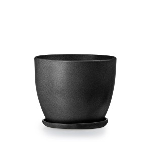 Doniczka z podstawką czarny - 13 cm