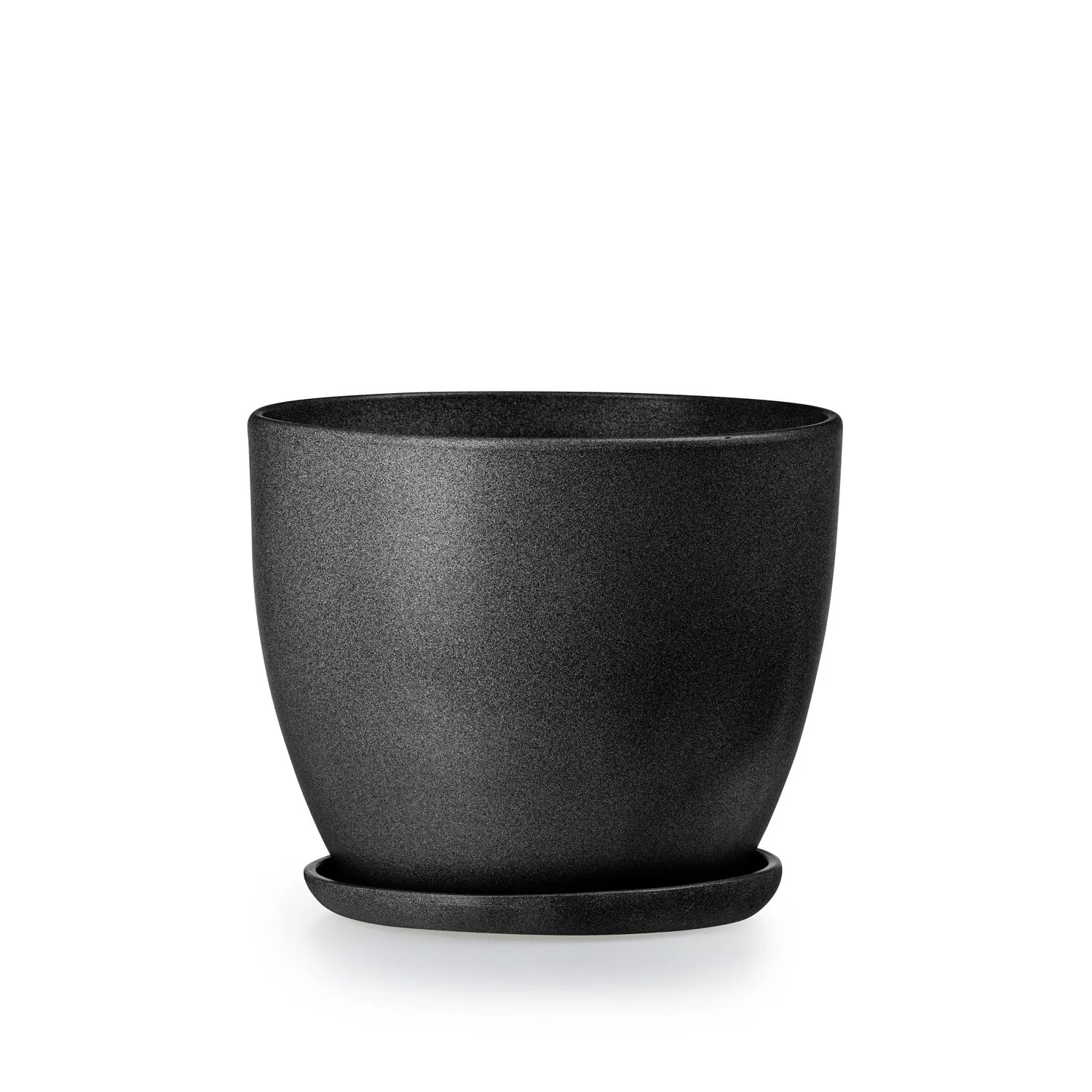 Doniczka z podstawką czarny - 13 cm