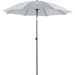 Szary parasol balkonowy t.b.t. zapewniający cień na balkonie.