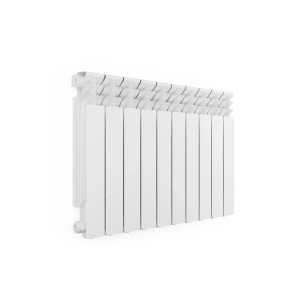 Biały grzejnik t.b.t. do użytku wewnętrznego.