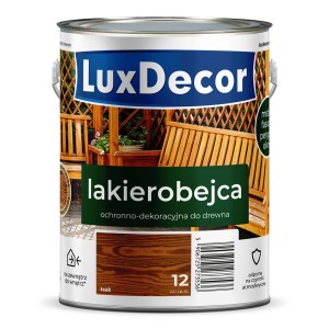Lakierobejca do drewna LuxDecor, kolor teak, do wewnątrz i na zewnątrz.