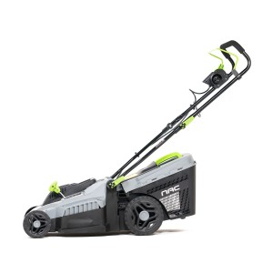 Kosiarka elektryczna t.b.t. w kolorze szarym i czarnym.