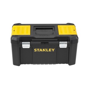 Skrzynka narzędziowa Stanley Essential, 19 cali, z tworzywa sztucznego z metalowymi zatrzaskami, czarno-żółta.