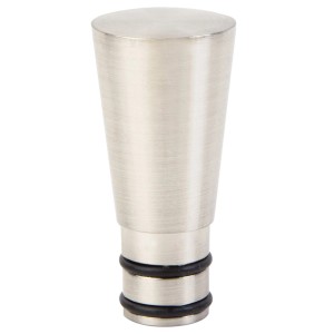 Srebrna, stożkowa końcówka do karniszy.