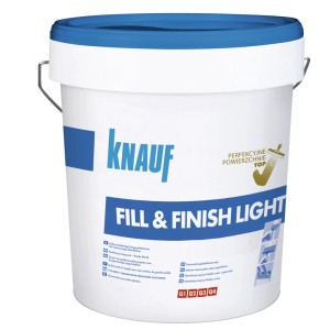 Wiadro Knauf Fill & Finish Light, gotowa masa szpachlowa do gładkich powierzchni.