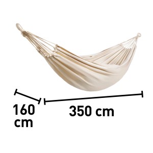 Beżowy hamak o wymiarach 350 x 160 cm do ogrodu.