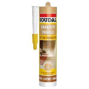 Klej montażowy do parkietu i paneli Soudal, odcień Dab, do akcesoriów do montażu podłóg.